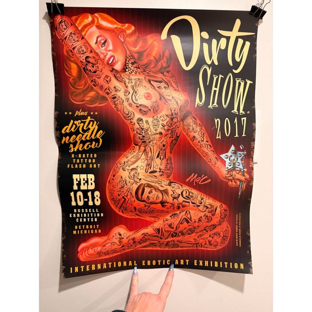 2017 Dirty Show Detroit Pin Up Tattoo Mitch O'Connell Art Poster